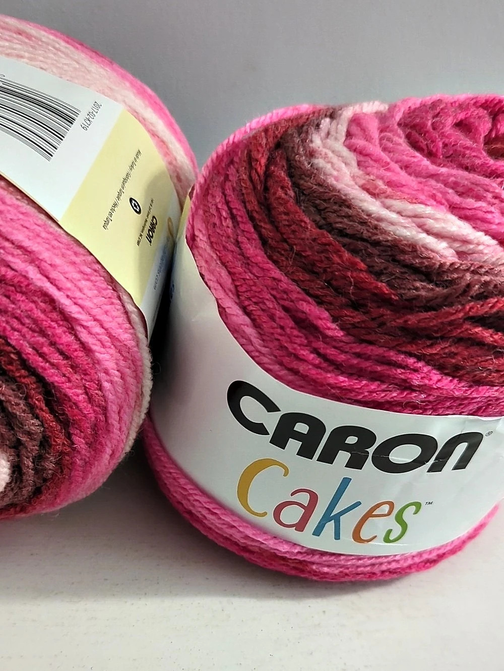 Caron Cakes Pink Cherry Chip Self Striping Yarn 2 Skeins NWT